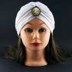 کلاه حجاب کالاندولا سفید با سنگ ( توربان )
