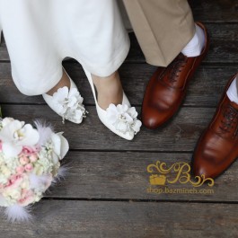 کفش عروس سفید گلدار 2501